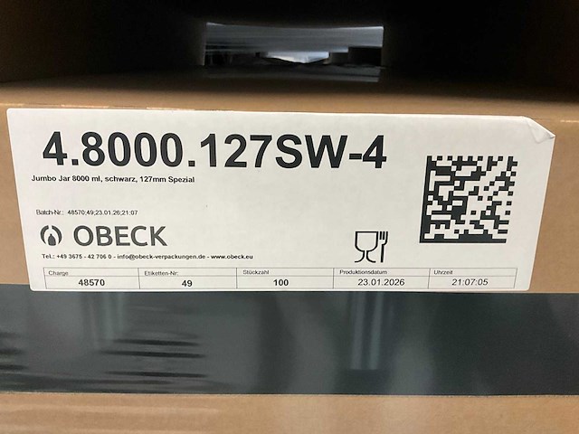 Obeck jumbo jar pet zwart 127mm spezial 8000ml (2000x) - afbeelding 3 van  4