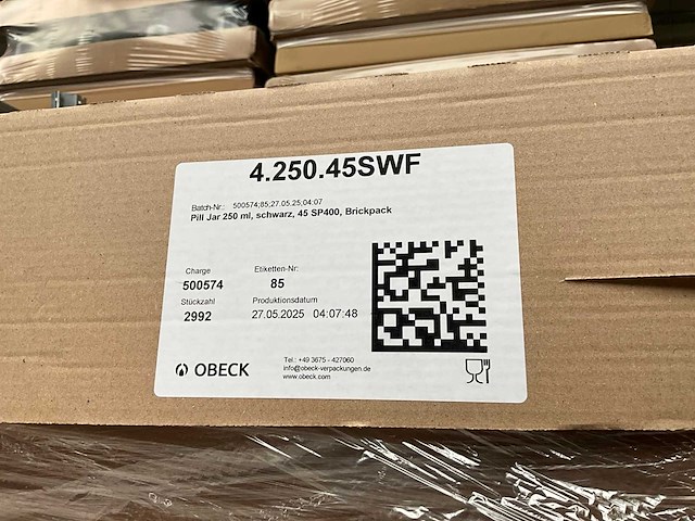 Obeck pill jar 45 sp400 brickpack pet zwart 250ml (4700x) - afbeelding 3 van  4