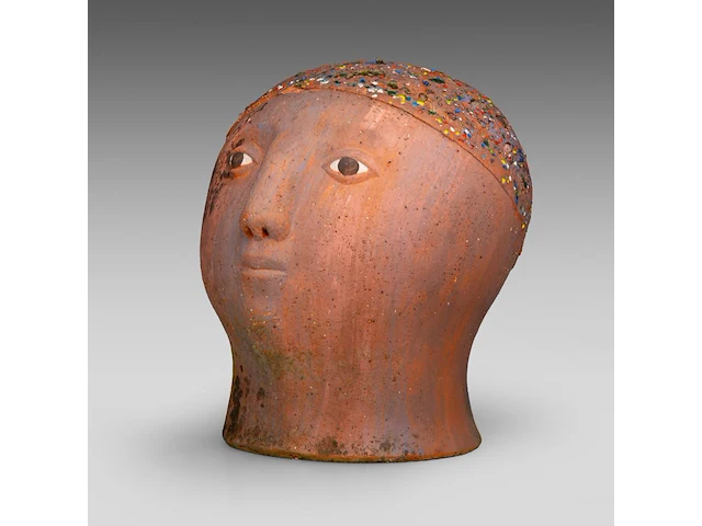 Odile kinart (1945), terracotta head 30 cm. (11.81 in.) - afbeelding 2 van  7