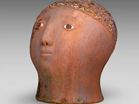 Odile kinart (1945), terracotta head 30 cm. (11.81 in.) - afbeelding 2 van  7