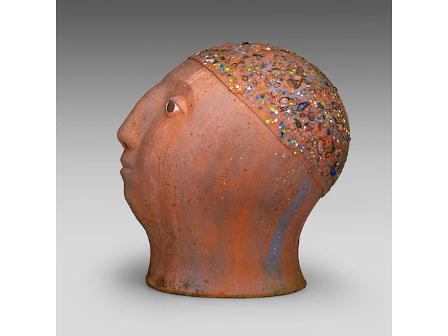 Odile kinart (1945), terracotta head 30 cm. (11.81 in.) - afbeelding 3 van  7