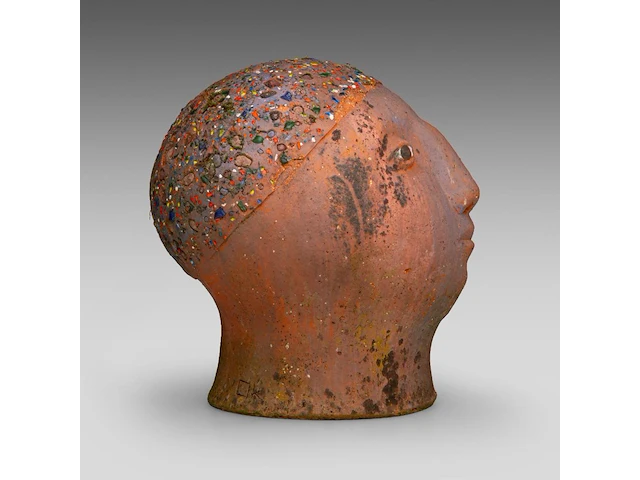 Odile kinart (1945), terracotta head 30 cm. (11.81 in.) - afbeelding 5 van  7