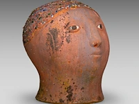 Odile kinart (1945), terracotta head 30 cm. (11.81 in.) - afbeelding 6 van  7