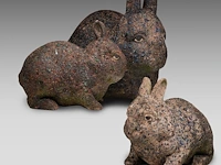 Odile kinart (1945), three rabbits, terracotta smallest: 32 x 40 cm. (12.59 x 15 3/4 in.), tallest: 47 x 55 cm. (18 1/2 x 21.64 in.)