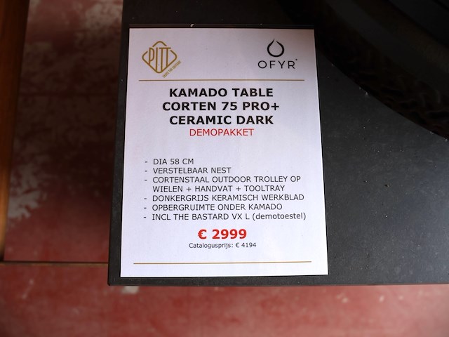 Ofyr kamado table corten 75 pro + bbq - afbeelding 12 van  13