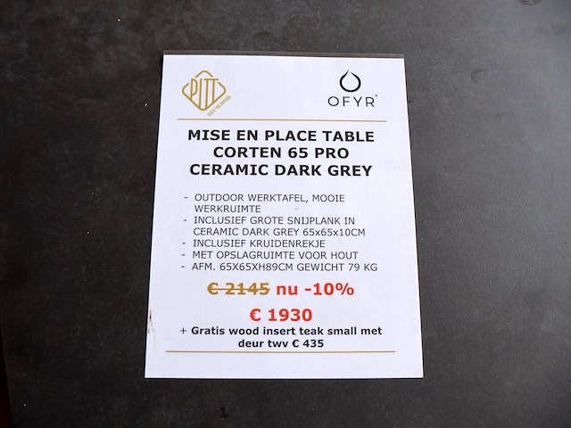 Ofyr mise en place table corten 65 pro - afbeelding 7 van  9