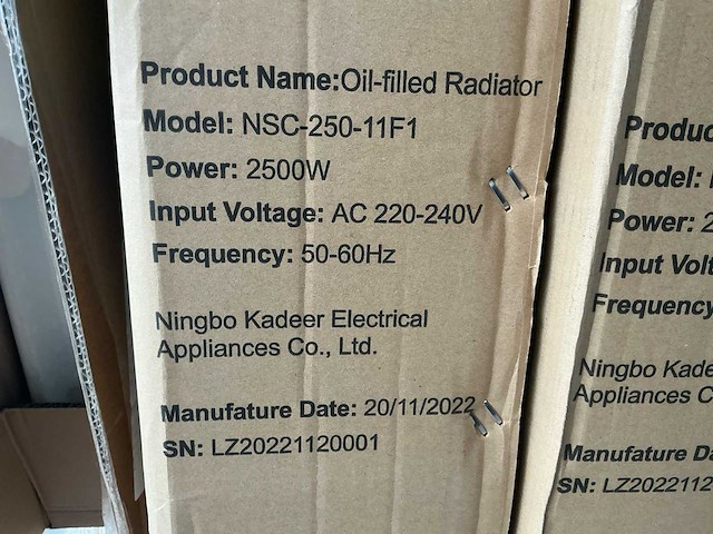 Oil filled radiator nsc-250-11f1 elektrische verwarming (26x) - afbeelding 3 van  5