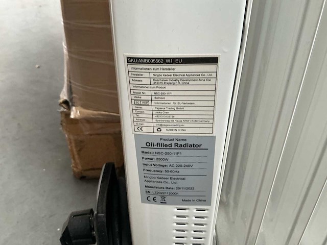 Oil filled radiator nsc-250-11f1 elektrische verwarming (26x) - afbeelding 5 van  5