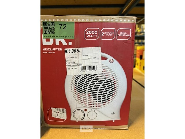 Ok. ventilator wit 2000w - afbeelding 1 van  2