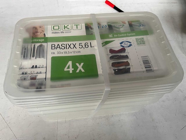 Okt basixx opbergbak met deksel 5,6 l ca. 33 x 19,5 x 12 cm set van 4 stuks (52x) - afbeelding 2 van  7