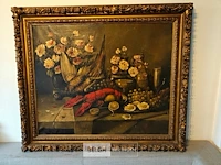 Olie op doek, jules cambier, stilleven met kreeft