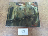 Olie op paneel, gesigneerd, 22,5x26,5cm - afbeelding 1 van  4