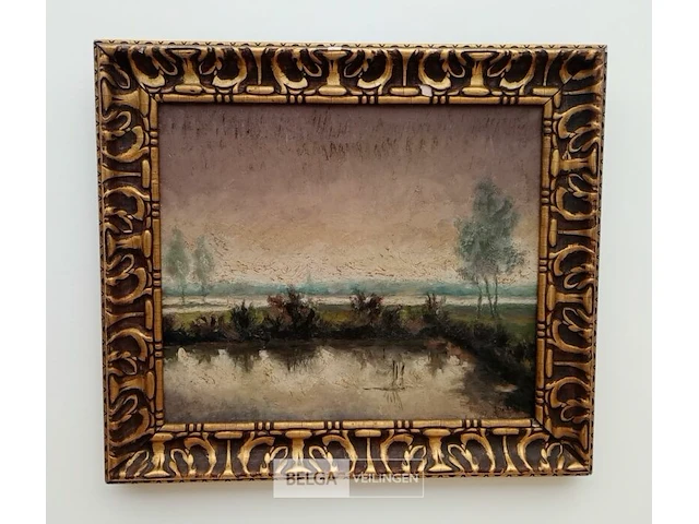 Olie schilderij op doek, jan saillart, landschap - afbeelding 1 van  2