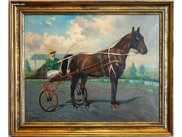Olieverf op doek h. matthys (1916) draverij met... - afbeelding 1 van  2