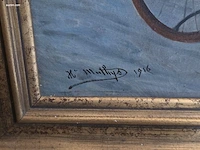 Olieverf op doek h. matthys (1916) draverij met... - afbeelding 2 van  2