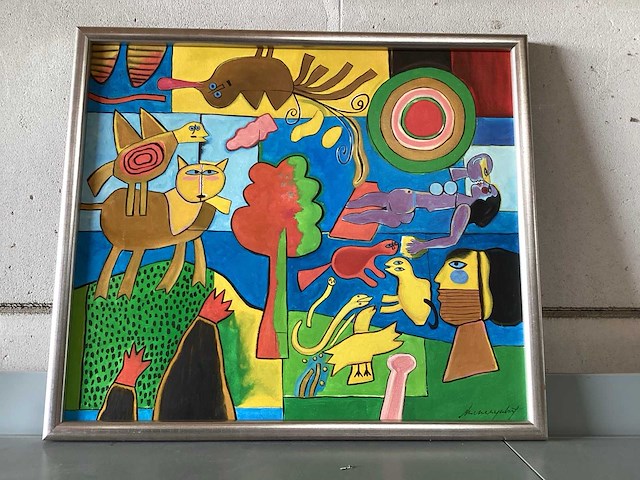 Olieverfschilderij in lijst, 78x68 cm - afbeelding 1 van  6