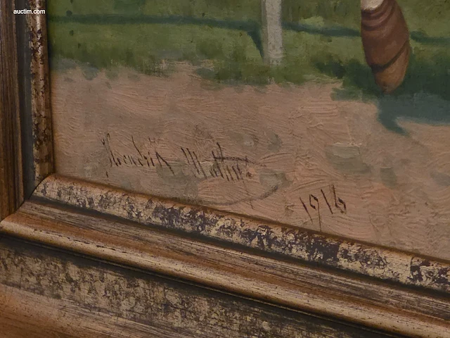Olieverfschilderij op doek hendrik matthysen 1916... - afbeelding 3 van  3
