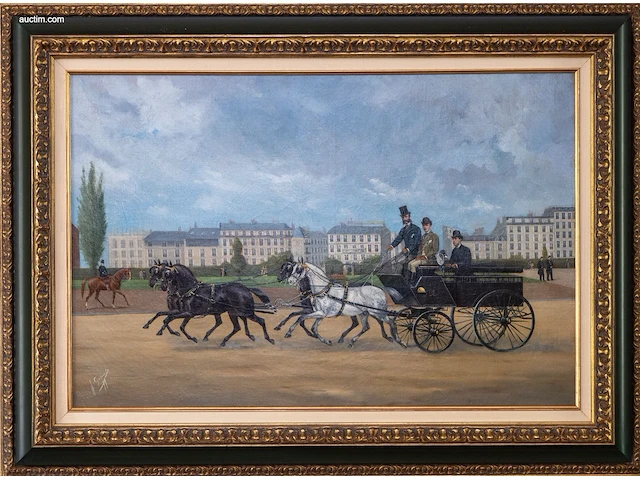 Olieverfschilderij op doek j. grand "elegante... - afbeelding 1 van  2