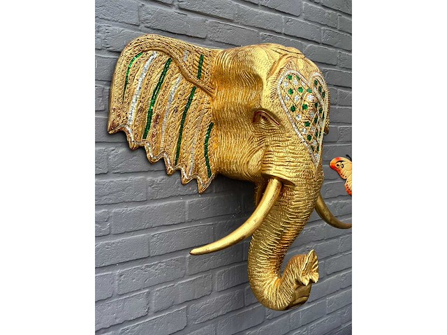 Olifant thailand xxl ophangend houtsnijwerk - afbeelding 2 van  6