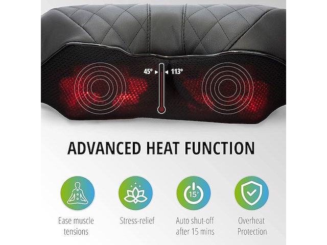 Oliver james shiatsu nek- en rugmassageapparaat met warmte - afbeelding 4 van  5