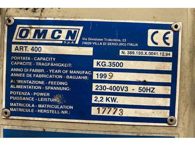 Omcn 4-paals hefbrug 3500 kg - afbeelding 3 van  20