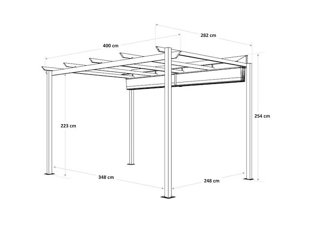 Omega nateriale vrijstaande pergola in antracietgrijs aluminium/canvas, 8,31 m² - afbeelding 2 van  11