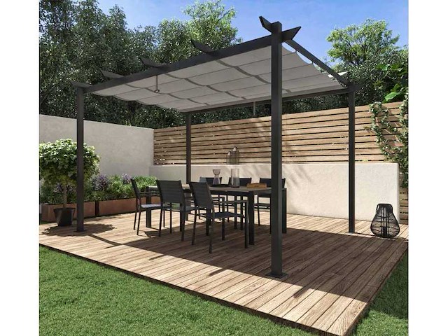 Omega nateriale vrijstaande pergola in antracietgrijs aluminium/canvas, 8,31 m² - afbeelding 5 van  11