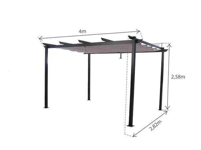 Omega nateriale vrijstaande pergola in antracietgrijs aluminium/canvas, 8,31 m² - afbeelding 9 van  11