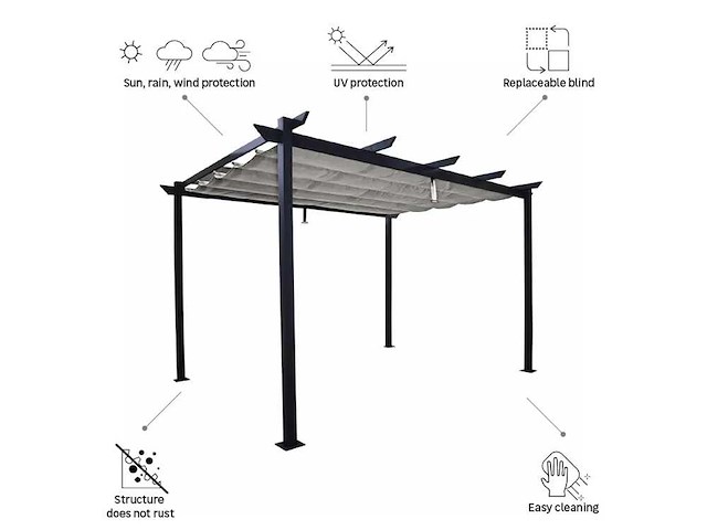 Omega nateriale vrijstaande pergola in antracietgrijs aluminium/canvas, 8,31 m² - afbeelding 10 van  11