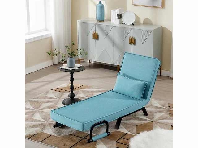Omgebouwd 1-zitter fauteuilbed, slaapbank, 184 x 60 cm, blauw - afbeelding 5 van  5