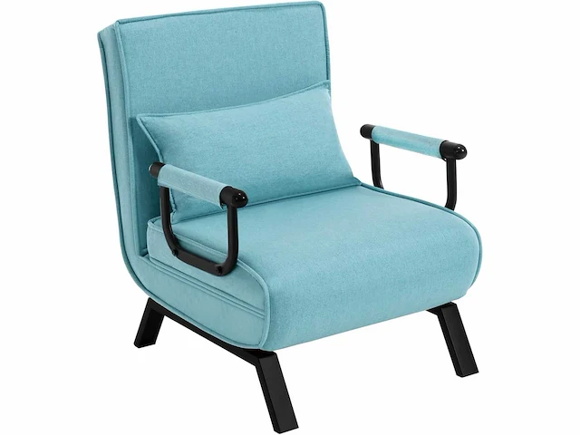 Omgebouwd 1-zitter fauteuilbed, slaapbank, 184 x 60 cm, blauw - afbeelding 1 van  5
