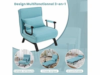 Omgebouwd 1-zitter fauteuilbed, slaapbank, 184 x 60 cm, blauw - afbeelding 3 van  5