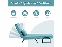 Omgebouwd 1-zitter fauteuilbed, slaapbank, 184 x 60 cm, blauw - afbeelding 4 van  5