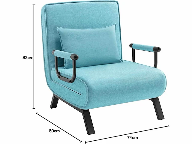 Omgebouwd 1-zitter fauteuilsbed, bank, 190 x 69 cm, blauw - afbeelding 4 van  7