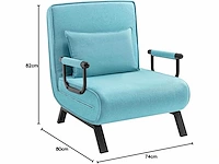 Omgebouwd 1-zitter fauteuilsbed, bank, 190 x 69 cm, blauw - afbeelding 4 van  7