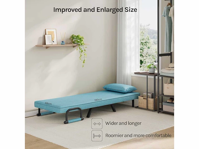 Omgebouwd 1-zitter fauteuilsbed, bank, 190 x 69 cm, blauw - afbeelding 1 van  7