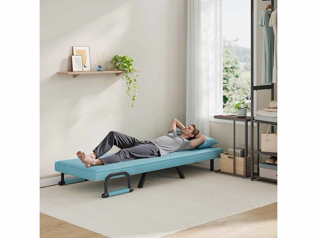 Omgebouwd 1-zitter fauteuilsbed, bank, 190 x 69 cm, blauw - afbeelding 7 van  7