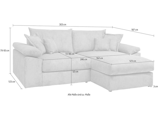 Omkeerbare hoekbank soft&cosy xxl - beige stof met koord - afbeelding 2 van  13