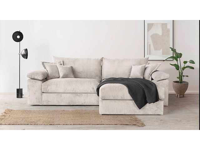 Omkeerbare hoekbank soft&cosy xxl - beige stof met koord - afbeelding 8 van  13