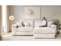 Omkeerbare hoekbank soft&cosy xxl - beige stof met koord - afbeelding 2 van  13