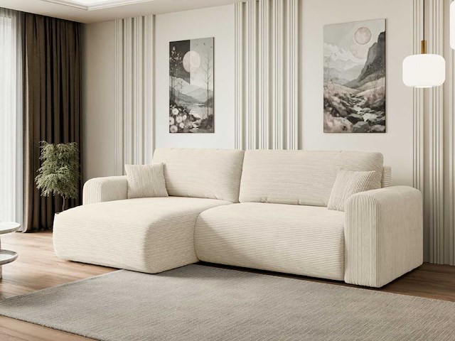 Omkeerbare/omkeerbare hoekbank - beige touwstof - afbeelding 1 van  11