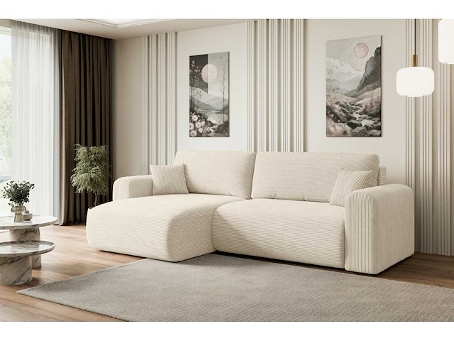 Omkeerbare/omkeerbare hoekbank - beige touwstof - afbeelding 4 van  11