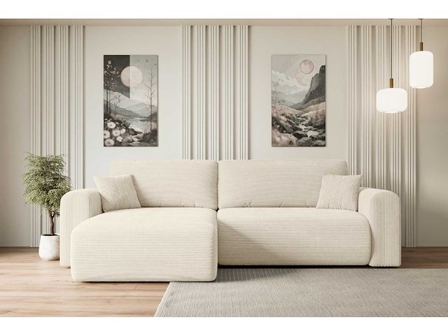 Omkeerbare/omkeerbare hoekbank - beige touwstof - afbeelding 5 van  11