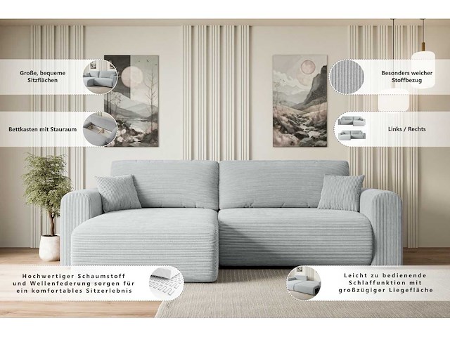 Omkeerbare/omkeerbare hoekbank - beige touwstof - afbeelding 11 van  11