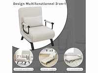 Omschakelbaar 1-zits fauteuilbed, bank, 184 x 60 cm, beige - afbeelding 4 van  8