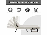 Omschakelbaar 1-zits fauteuilbed, bank, 184 x 60 cm, beige - afbeelding 5 van  8