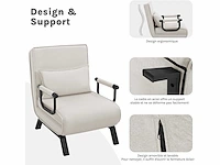 Omschakelbaar 1-zits fauteuilbed, bank, 184 x 60 cm, beige - afbeelding 7 van  8