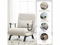 Omschakelbaar 1-zits fauteuilbed, bank, 184 x 60 cm, beige - afbeelding 8 van  8