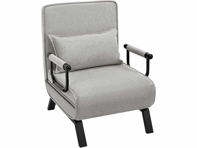 Omschakelbaar 1-zitter fauteuilbed, slaapbank, 184 x 60 cm, lichtgrijs - afbeelding 2 van  9
