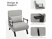 Omschakelbaar 1-zitter fauteuilbed, slaapbank, 184 x 60 cm, lichtgrijs - afbeelding 7 van  9